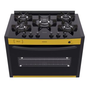 Fogao de embutir 5 bocas venax gaudi prisma vitreo amarelo gas glp
