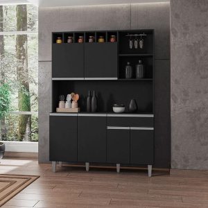 Armário para Cozinha Kit Alice Preto Fosco - ajl