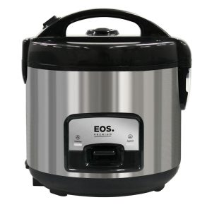 Panela Elétrica De Arroz eos 5 Xicaras Inox Preta Tampa Vidro Clear Glass EPA05PI 110V
