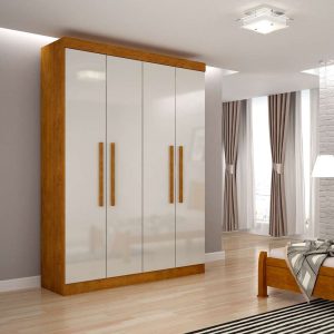Guarda-Roupa Solteiro Malibu 4 pt Imbuia e Off White
