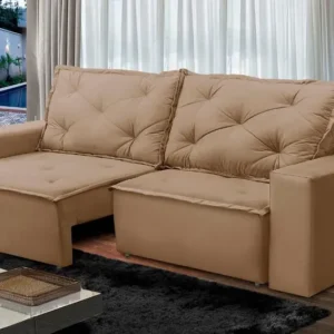 Sofá Retrátil e Reclinável 2 lugares com Molas 1,50m Ana Suede Cappuccino Adonai Estofados