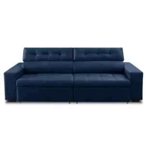 Sofá Retrátil e Reclinável 3 Lugares com Molas 2,70m Julia Suede Azul Madelina Decor