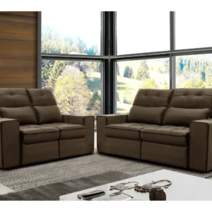 Conjunto de Sofás 2 e 3 Lugares Barsa Gralha Azul