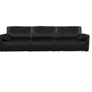 Sofá Retrátil e Reclinável de Couro Milenium - 3,40 - Preto - Mempra Design
