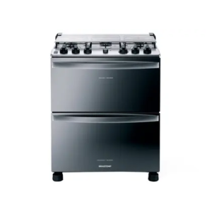Fogão Brastemp 5 Bocas Duplo Forno Cor Inox Com Botões Removíveis e Exclusivo Aro Protetor - BFD5NCR